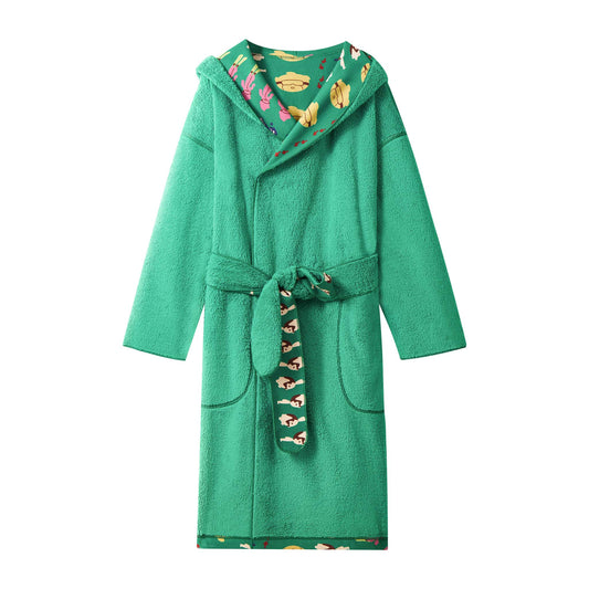 Green Compfy Dual Fleece Unisex Loungewear | Fluffy Gown Bath Robe | Wairliving